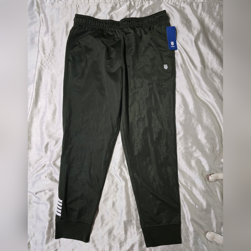 NWT Men's K-Swiss Ivy Green Tapered Leg Athletic Staple Track Pants Size XL